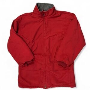 Vintage J Crew Chore Jacket Sz S Red Nylon Fleece Lined Parka Coat 90s USA made